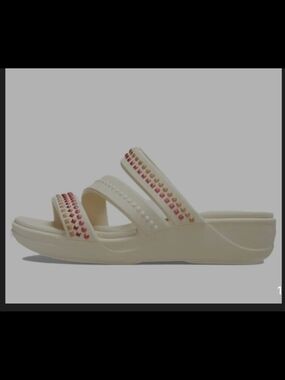 Crocs Boca Medallion Wedge Sandals with Pink Accent Studs,Women's 10
